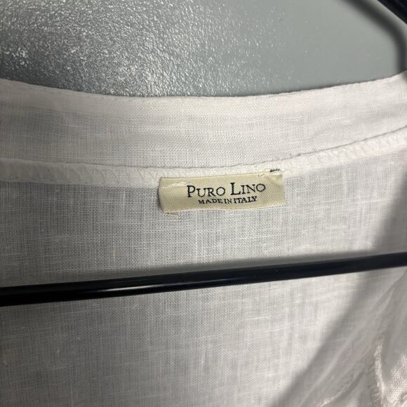 Puro Lino Women’s 100% Linen Oversized Cuffed Sleeve Shirt Resort Button Italy - Picture 3 of 8